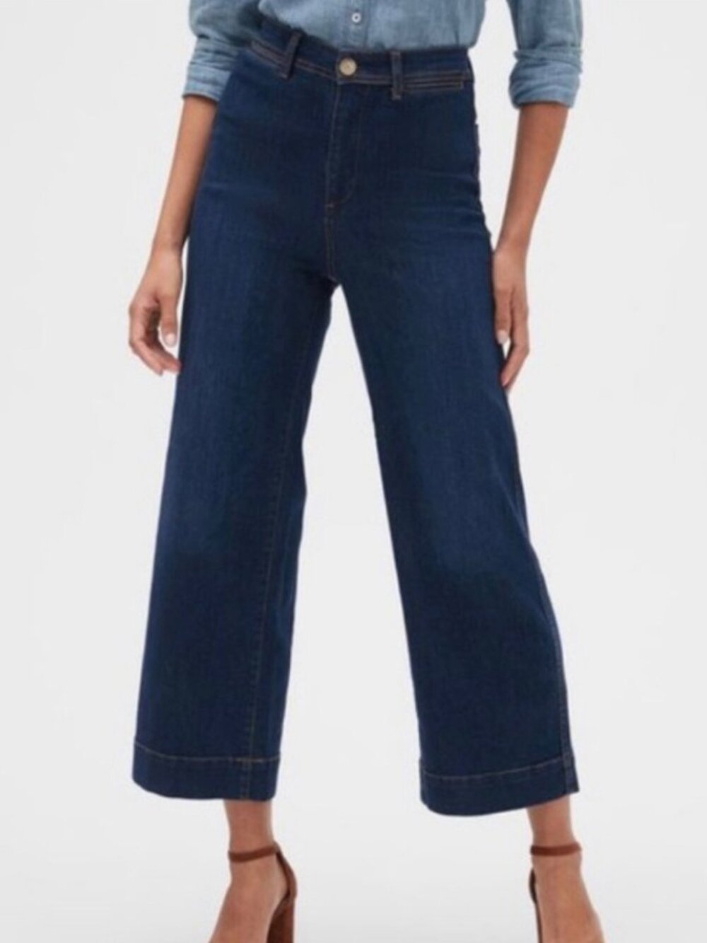 Gap High Rise Wide Leg Crop Jeans Dark Wash